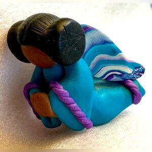 Navajo Artist GWEN PINA Native ANGEL Polymer Clay Sculpture 1995 SIGNED